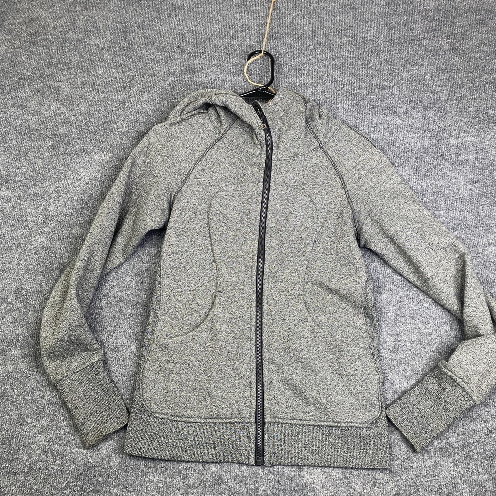 Lululemon Scuba Hoodie Womens Size 4 Gray Full Zip Sweatshirt Logo Athleisure